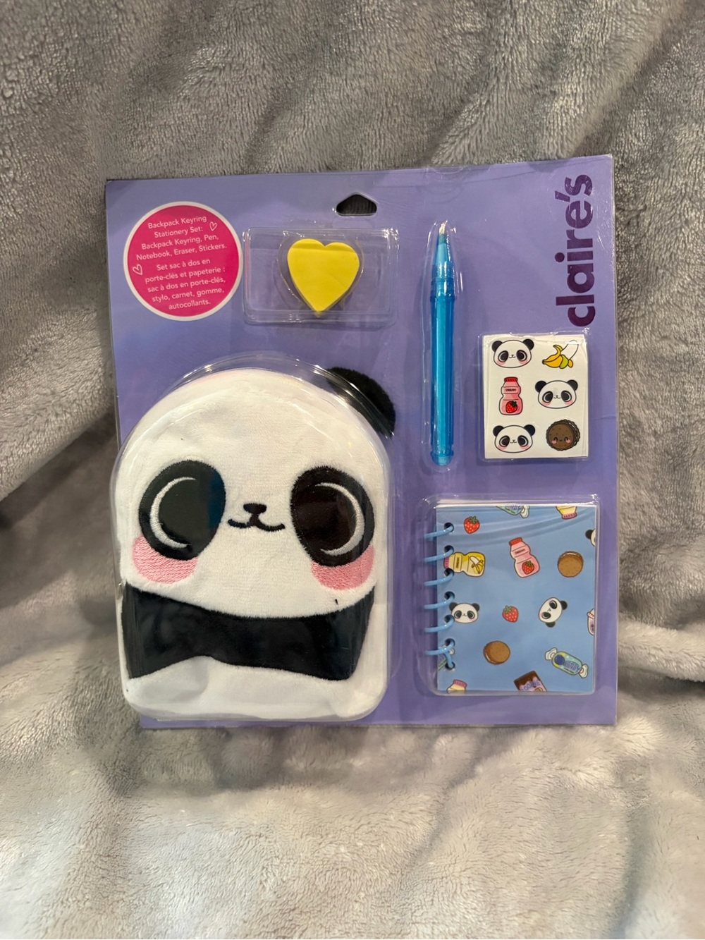 Claire's Plush Panda Mini Backpack & Blue Stationery Set